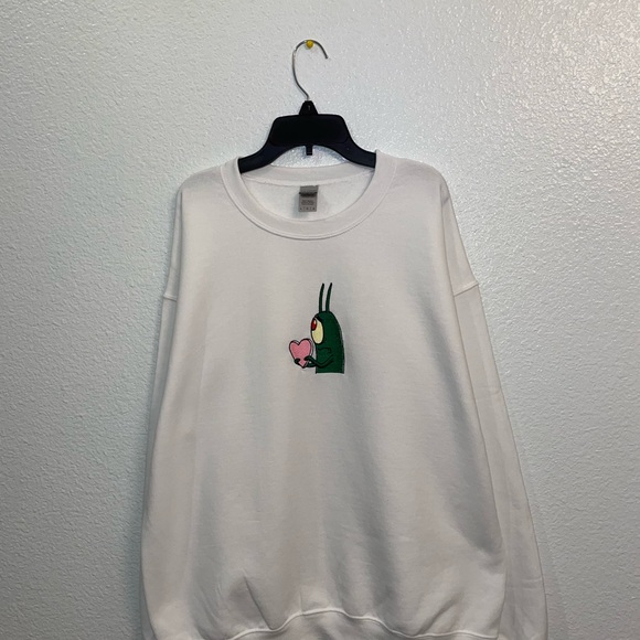 Plankton Heart Valentine White Sweatshirt - Picture 6 of 7